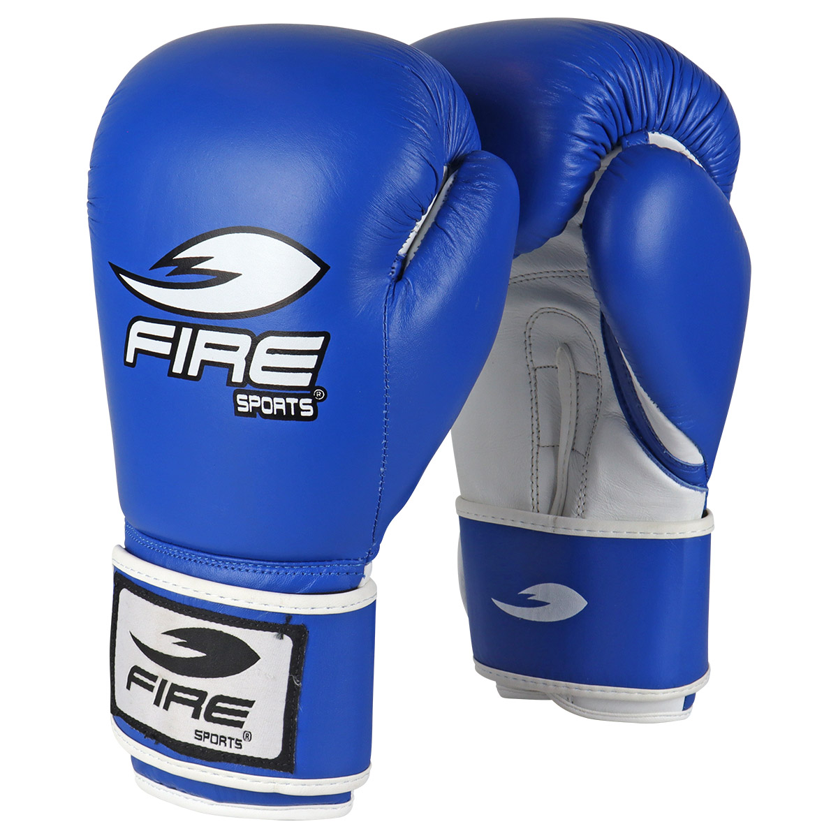 PAR DE GUANTES DE BOX FIRE SPORTS DE PIEL OFICIAL PARA COMPETENCIAS OLÍMPICAS AZULES 12 OZ.