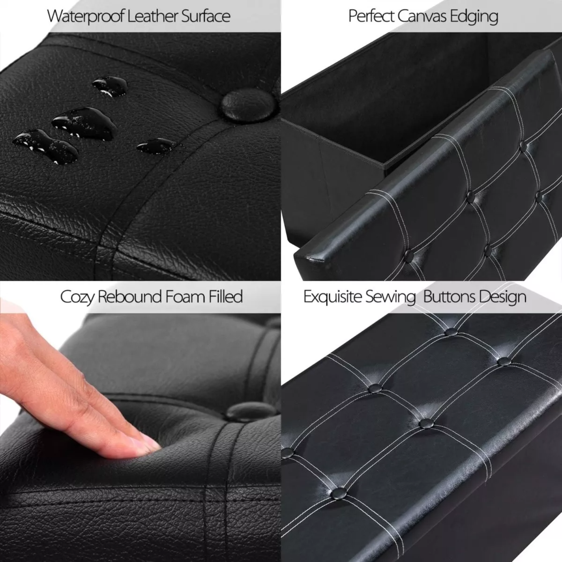 Puff Banca Taburete De Almacenamiento Plegable Piel