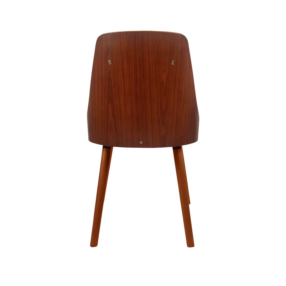 Silla de Comedor con Asiento Acolchado Tapizado en Cuero Sintético Blanco. Patas en Madera de Caucho