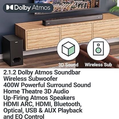 BARRA DE SONIDO MAJORITY SIERRA 96 CM 200 Watts