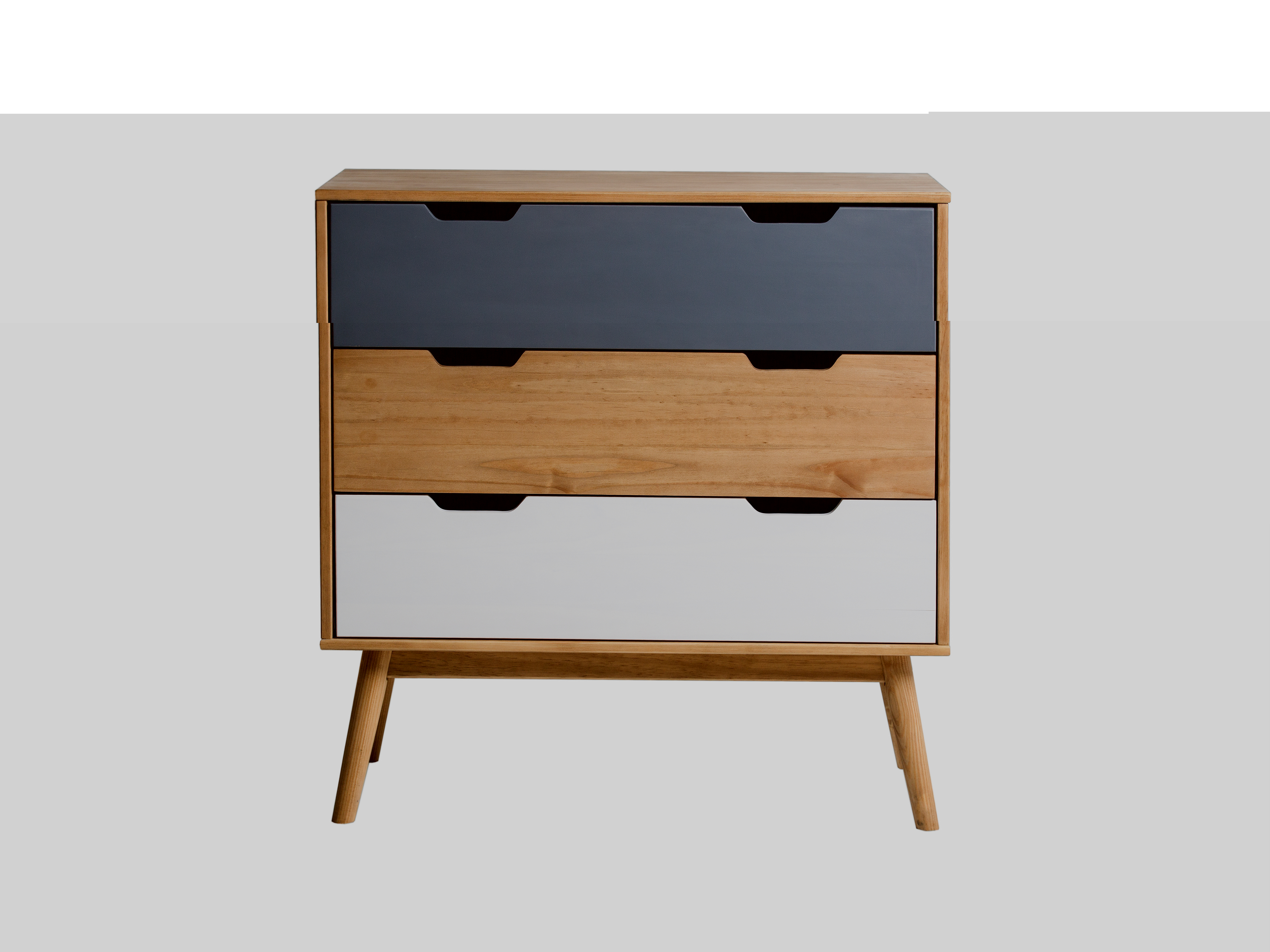 Cómoda Multicolor con 3 Cajones Estructura de Madera