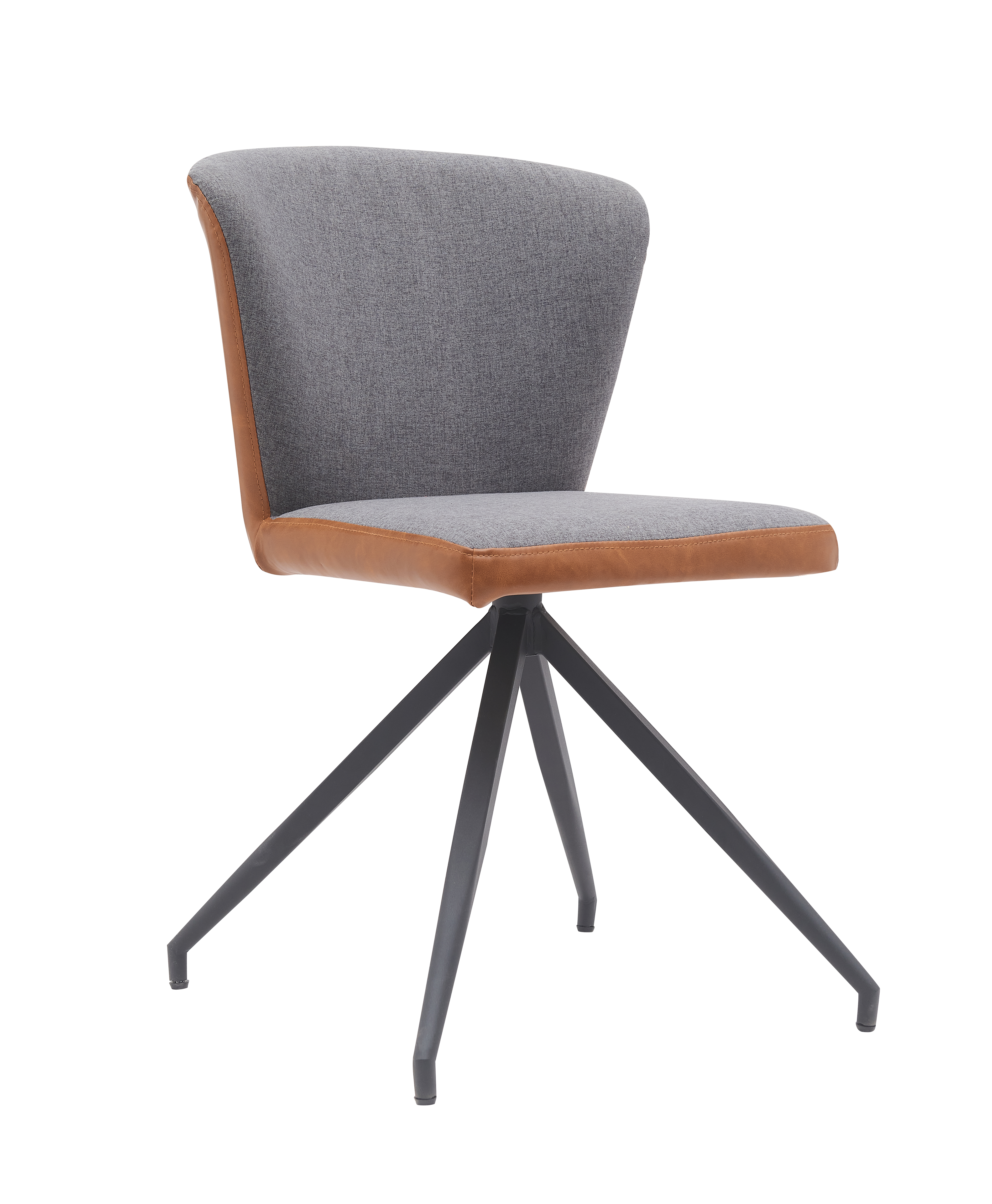 Silla Tapizada en Tela Gris con Asiento Acolchado de Hule Espuma y Patas de Metal Negras