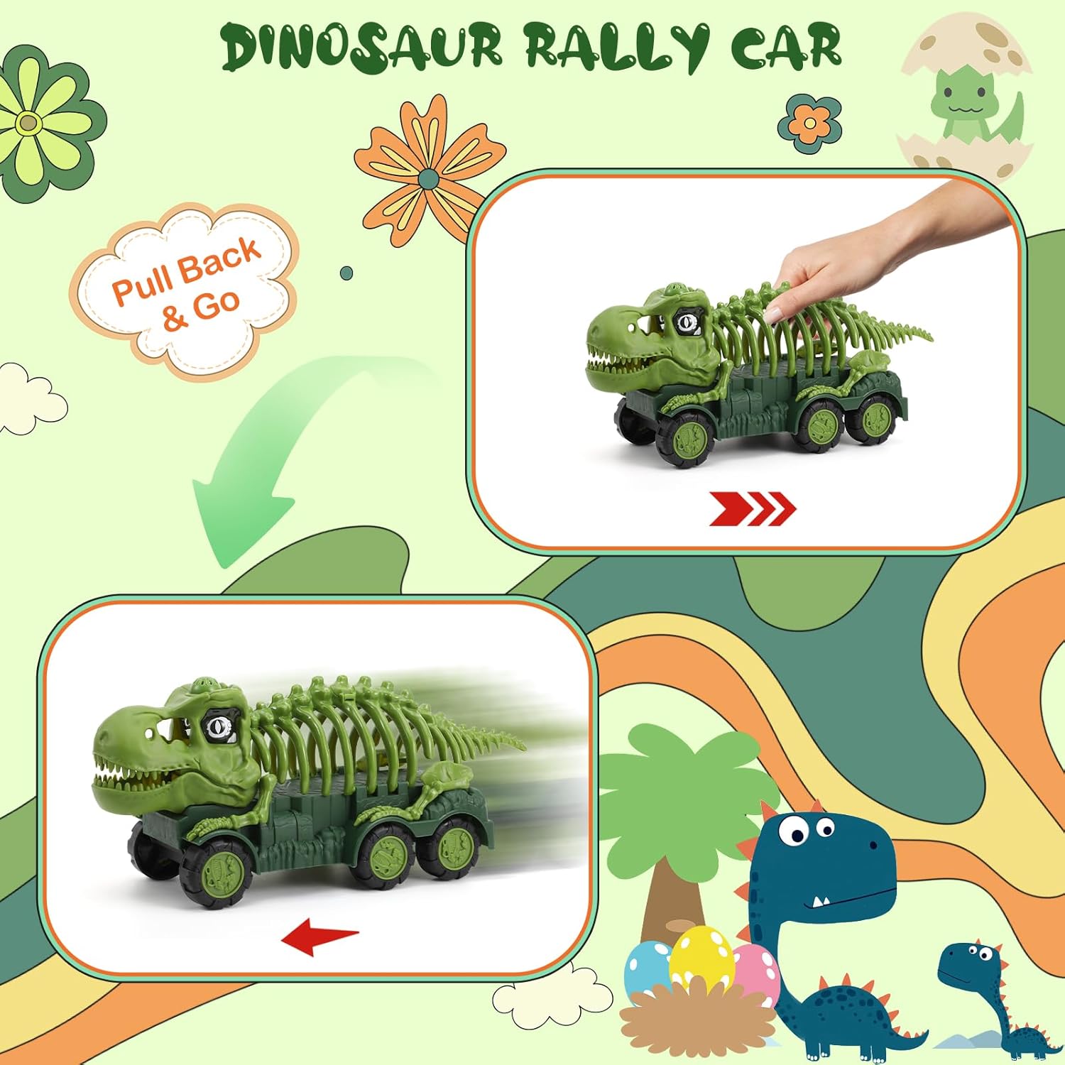 Camion Dinosaurio Esqueleto Con Luces Sonido Fricción Coches