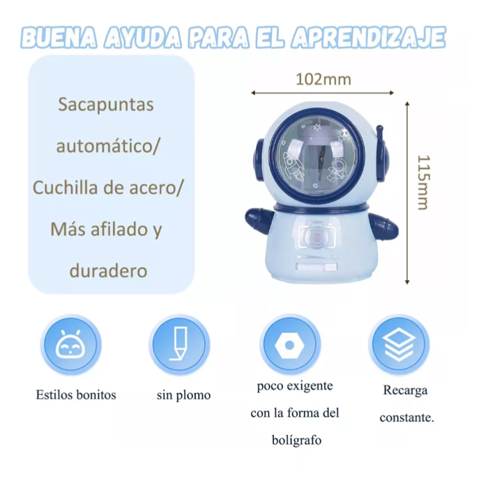 Sacapuntas Electrico Para Lápiz forma de astronauta 