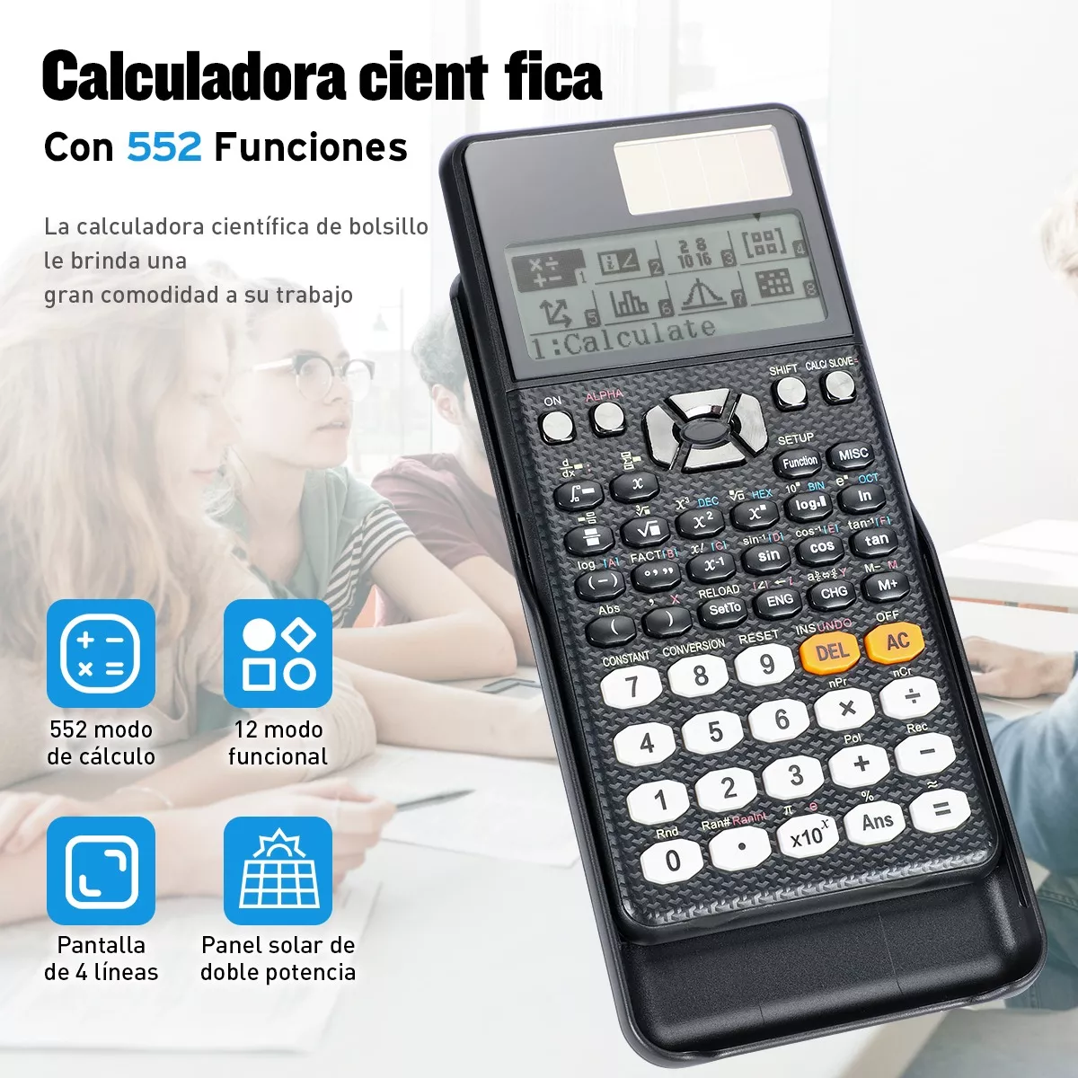 Calculadora Científica Inteligente Solar Con 552 Funciones