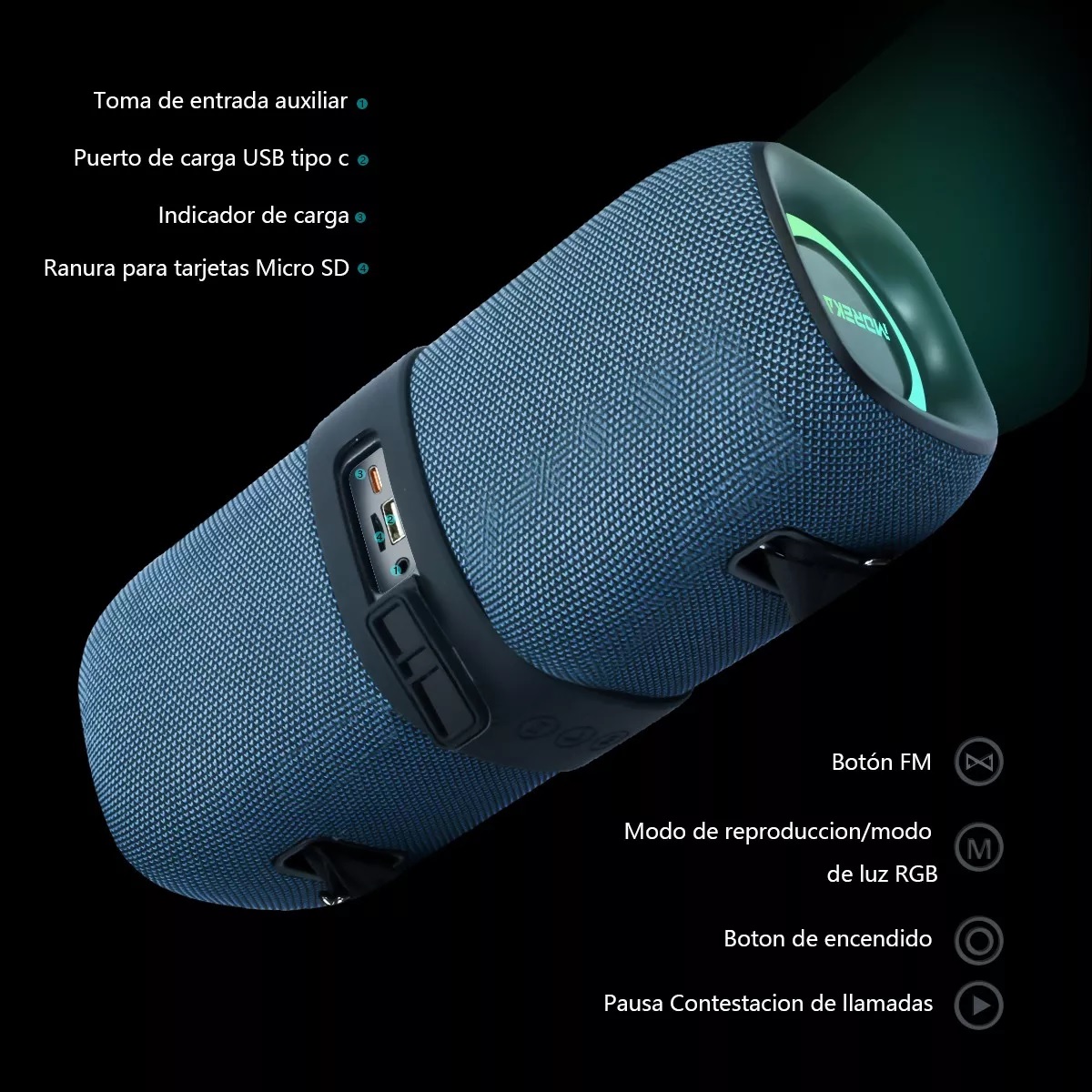  Altavoz Estéreo Moreka 376 Bajo Portátilt Bluetooth Azul Marino