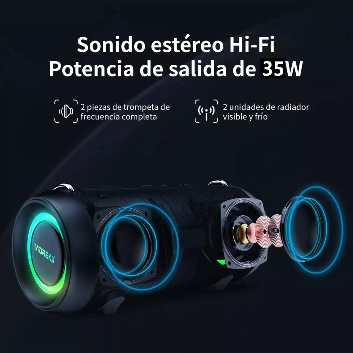  Altavoz Estéreo Moreka 376 Bajo Portátilt Bluetooth Azul Marino