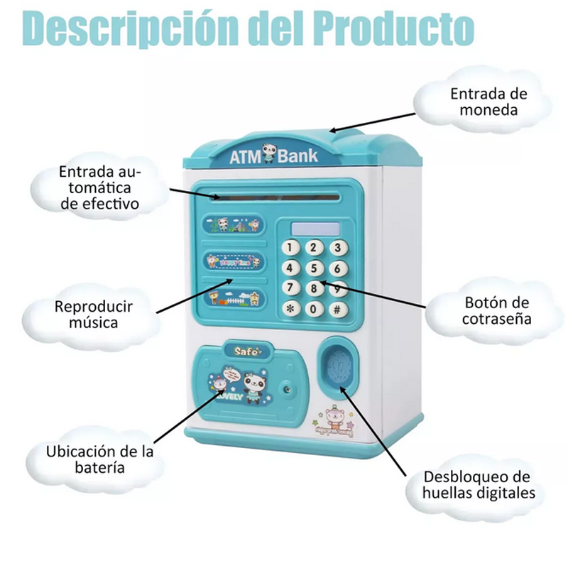 Alcancia Electronica Automatica Caja Fuerte Billetes Monedas