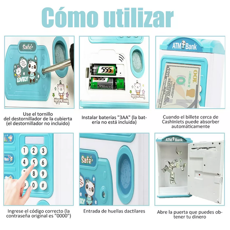 Alcancia Electronica Automatica Caja Fuerte Billetes Monedas