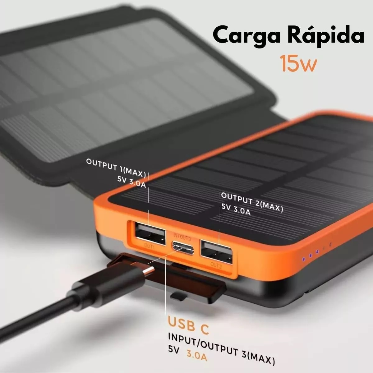 Banco De Energía Solar Recargable, Carga Rápida, Ideal Para Viajes