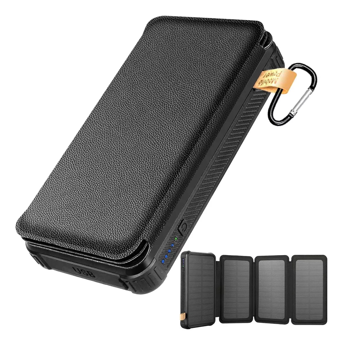 Power Bank Solar Portátil 30000mah Batería 4 Páneles Solares