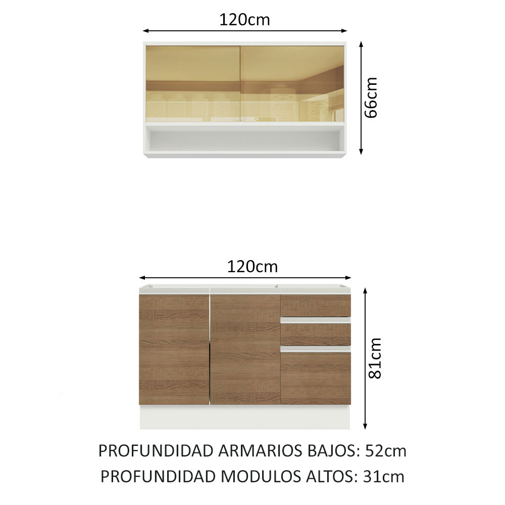 Cocina Integral Modular 120cm Madesa Glamy BM 02