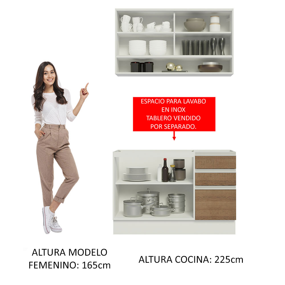 Cocina Integral Modular 120cm Madesa Glamy BM 02