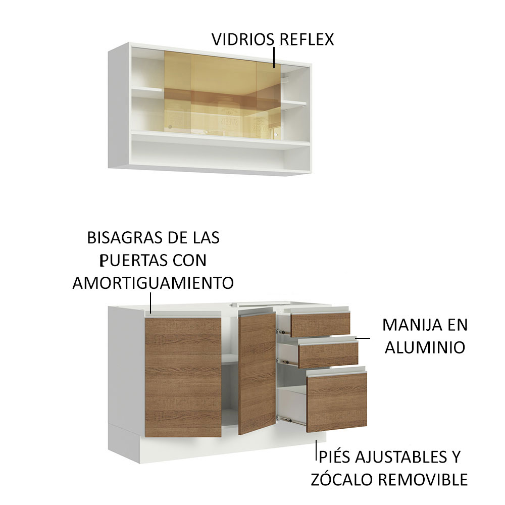 Cocina Integral Modular 120cm Madesa Glamy BM 02