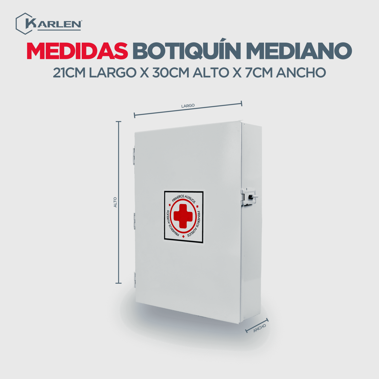 Botiquín de primeros auxilios mediano color blanco, caja metálica para emergencias, botiquín de emergencias vacío, diseñado para poder colocarlo en la pared