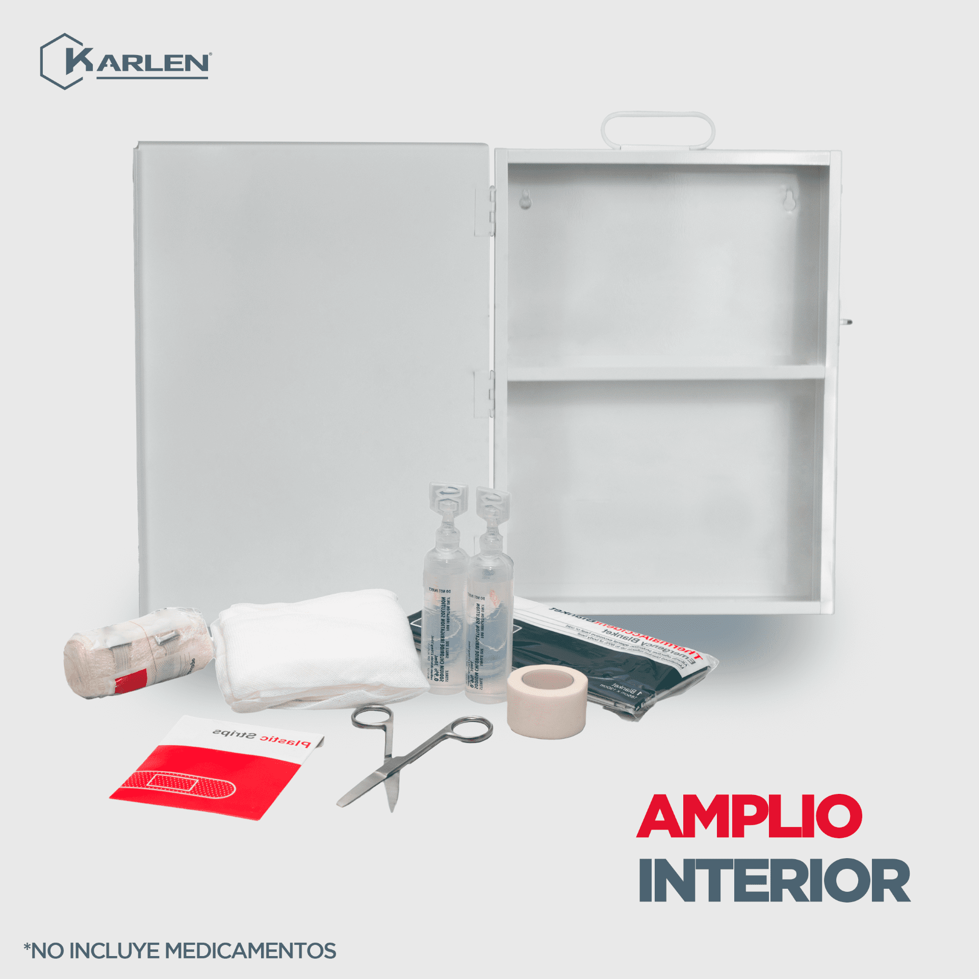 Botiquín de primeros auxilios Chico color blanco, caja metálica para emergencias, botiquín de emergencias vacío, diseñado para poder colocarlo en la pared