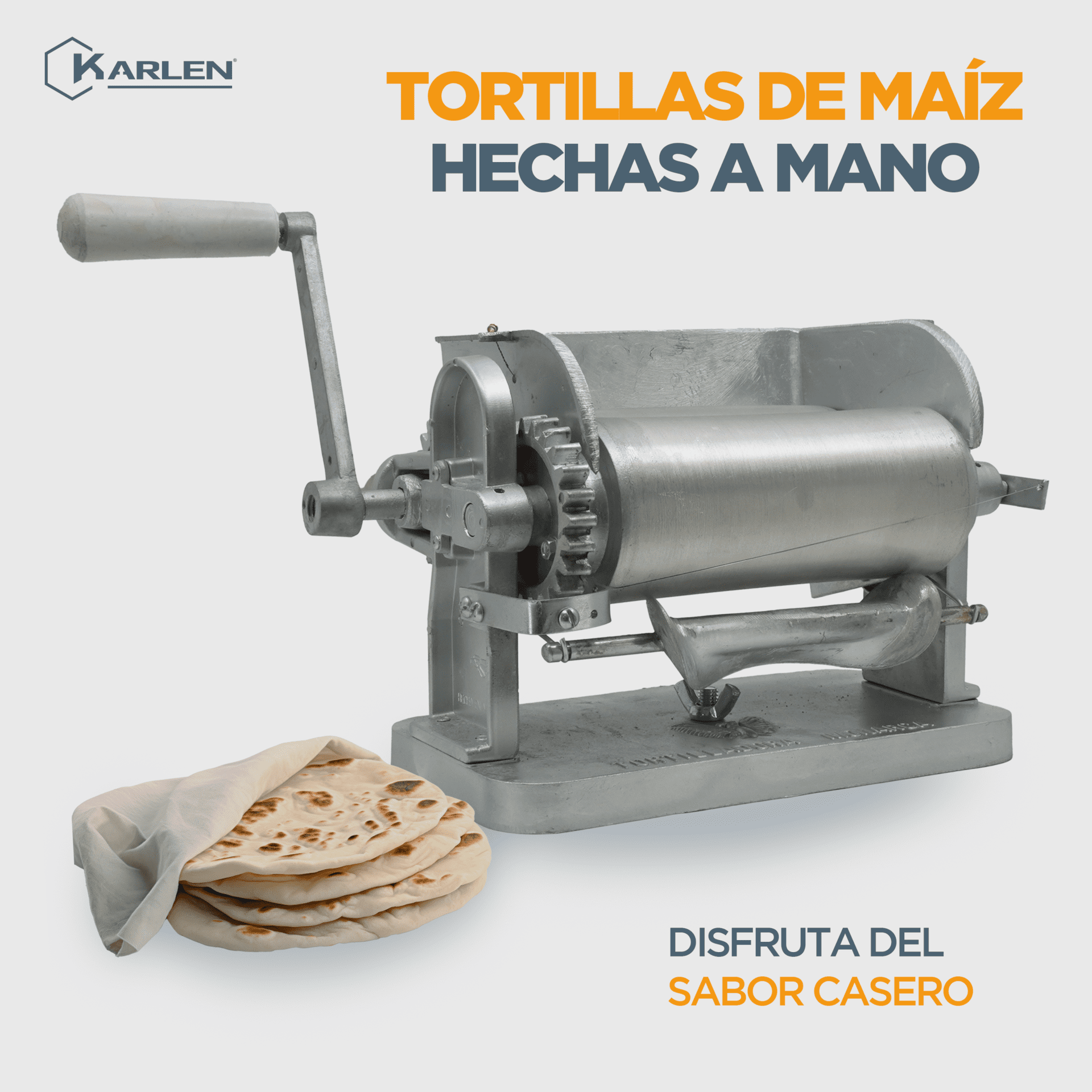 Maquina De Tortillas Con Rodillo Manual Para Tortilla De Maíz, Hecho de Acero Inoxidable-Una solución Eficaz para Hacer Tortillas de Maíz