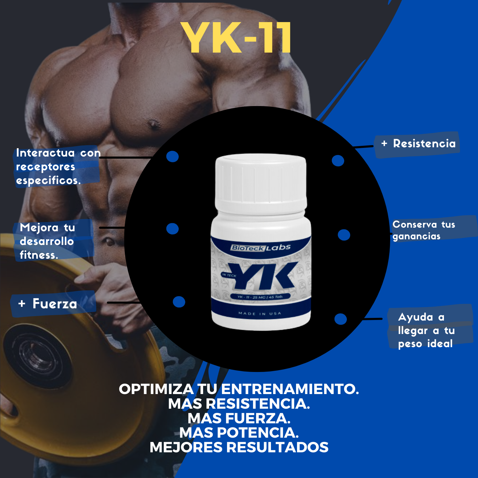 BIOTECKPHARMA| SARMS Yk-11 25 mg 45 tabletas, Peptidos para el entrenamiento.