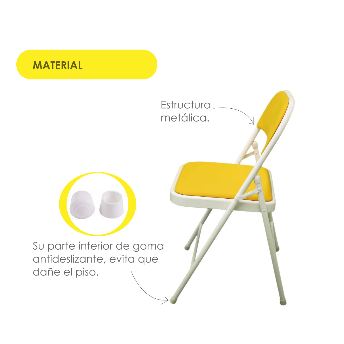 Sillas Plegables Ilios Innova Acojinadas Amarillas 6 Piezas