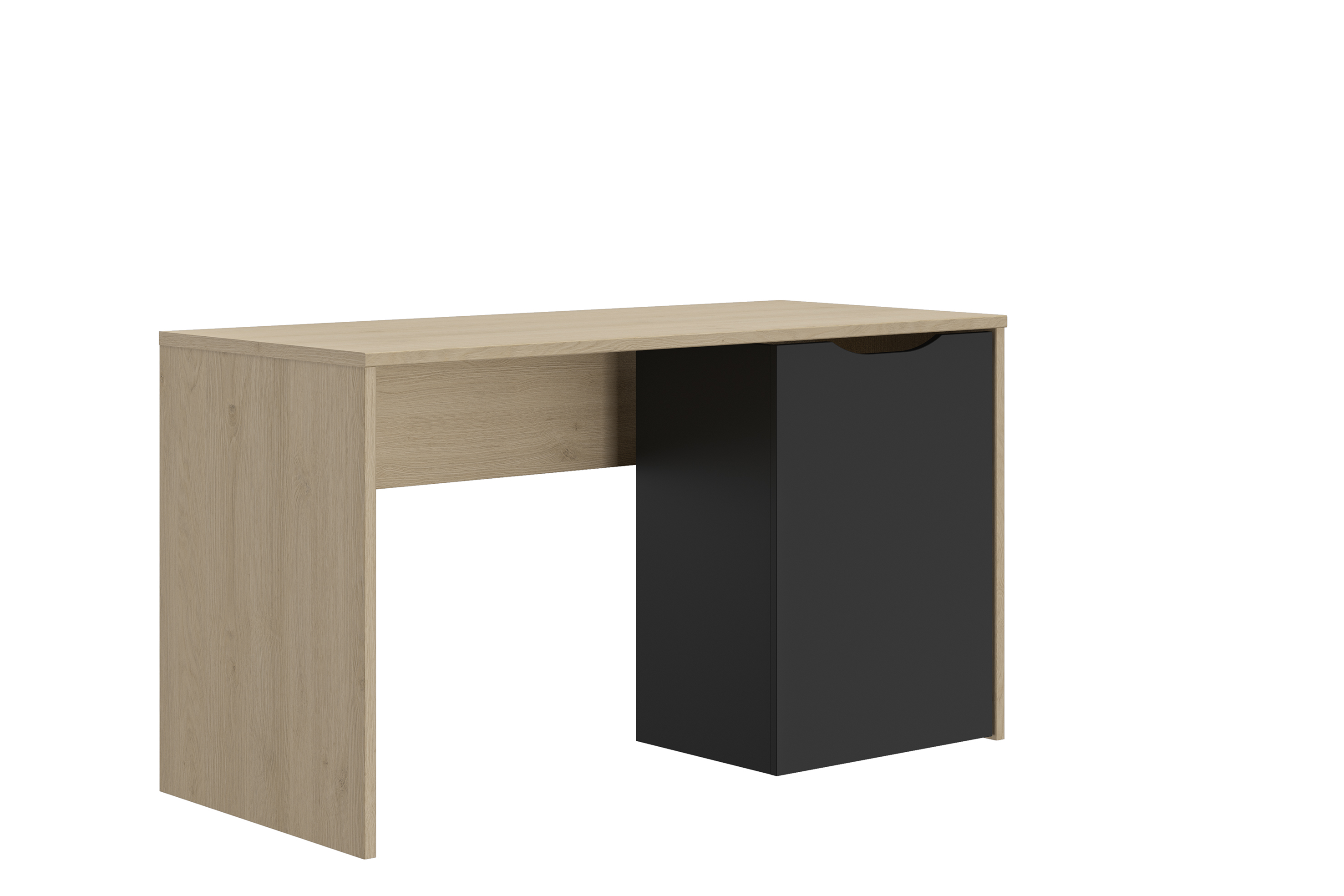Escritorio Color Madera y Negro con Compartimento para Almacenaje Estructura de Madera Procesada