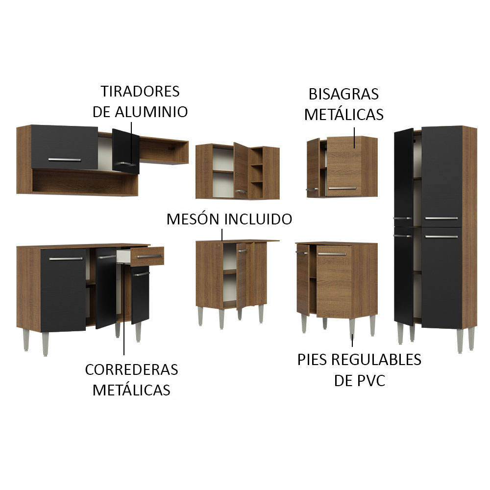 Cocina Integral de Esquina 417cm Madesa Emilly NM 02