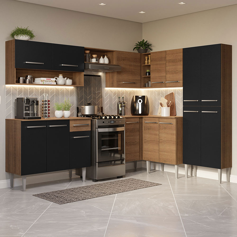 Cocina Integral de Esquina 417cm Madesa Emilly NM 02