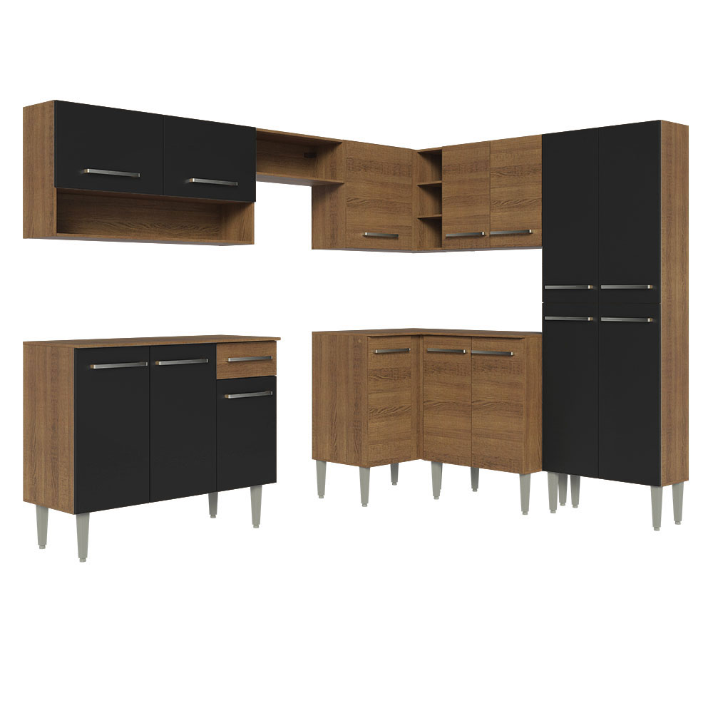 Cocina Integral de Esquina 417cm Madesa Emilly NM 02