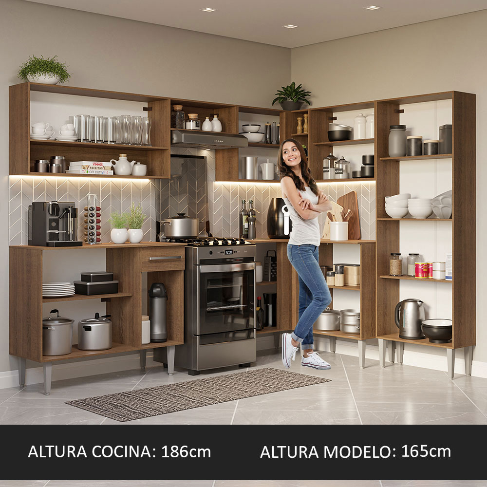 Cocina Integral de Esquina 417cm Madesa Emilly NM 02