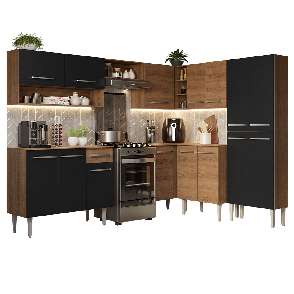 Cocina Integral de Esquina 417cm Madesa Emilly NM 02