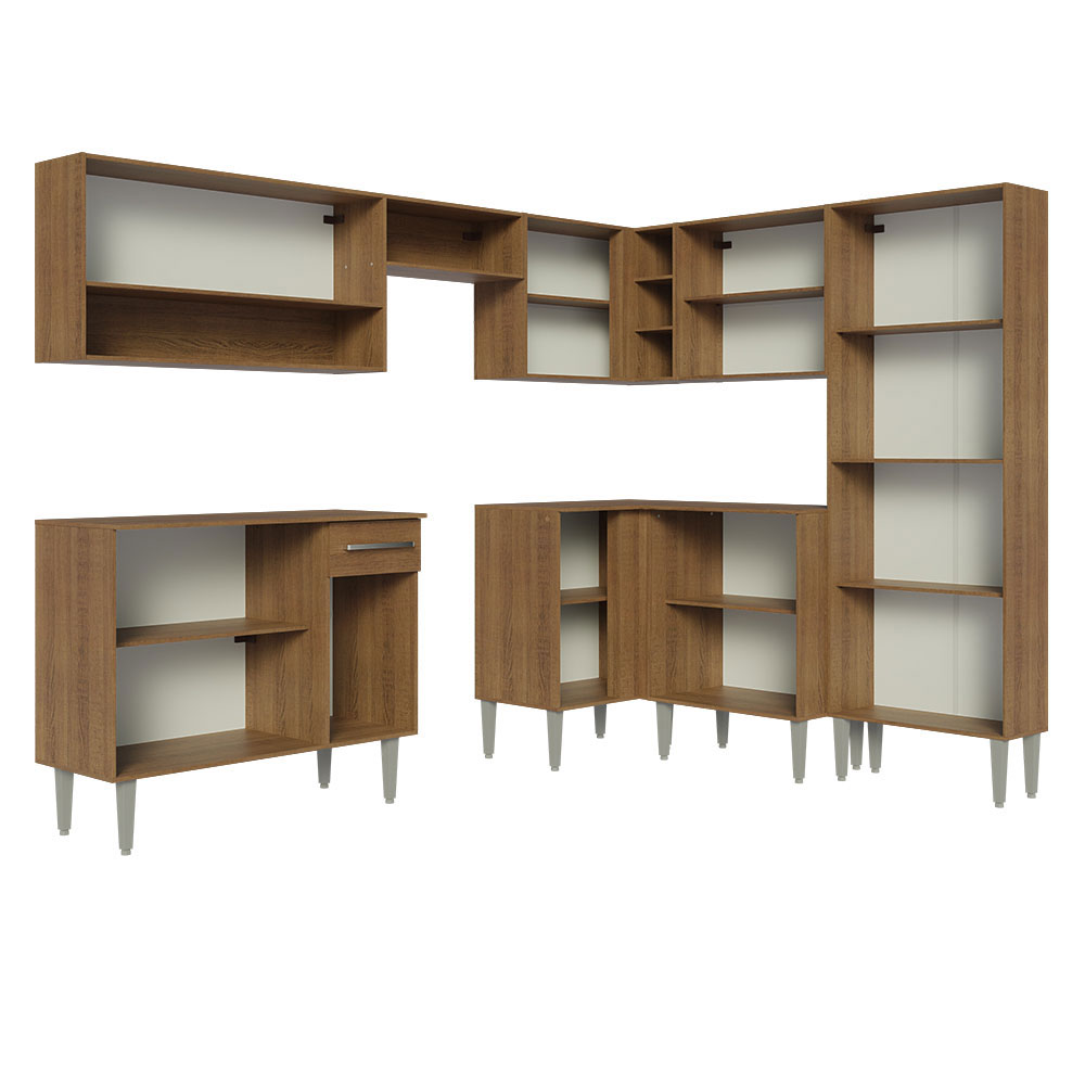 Cocina Integral de Esquina 417cm Madesa Emilly NM 02