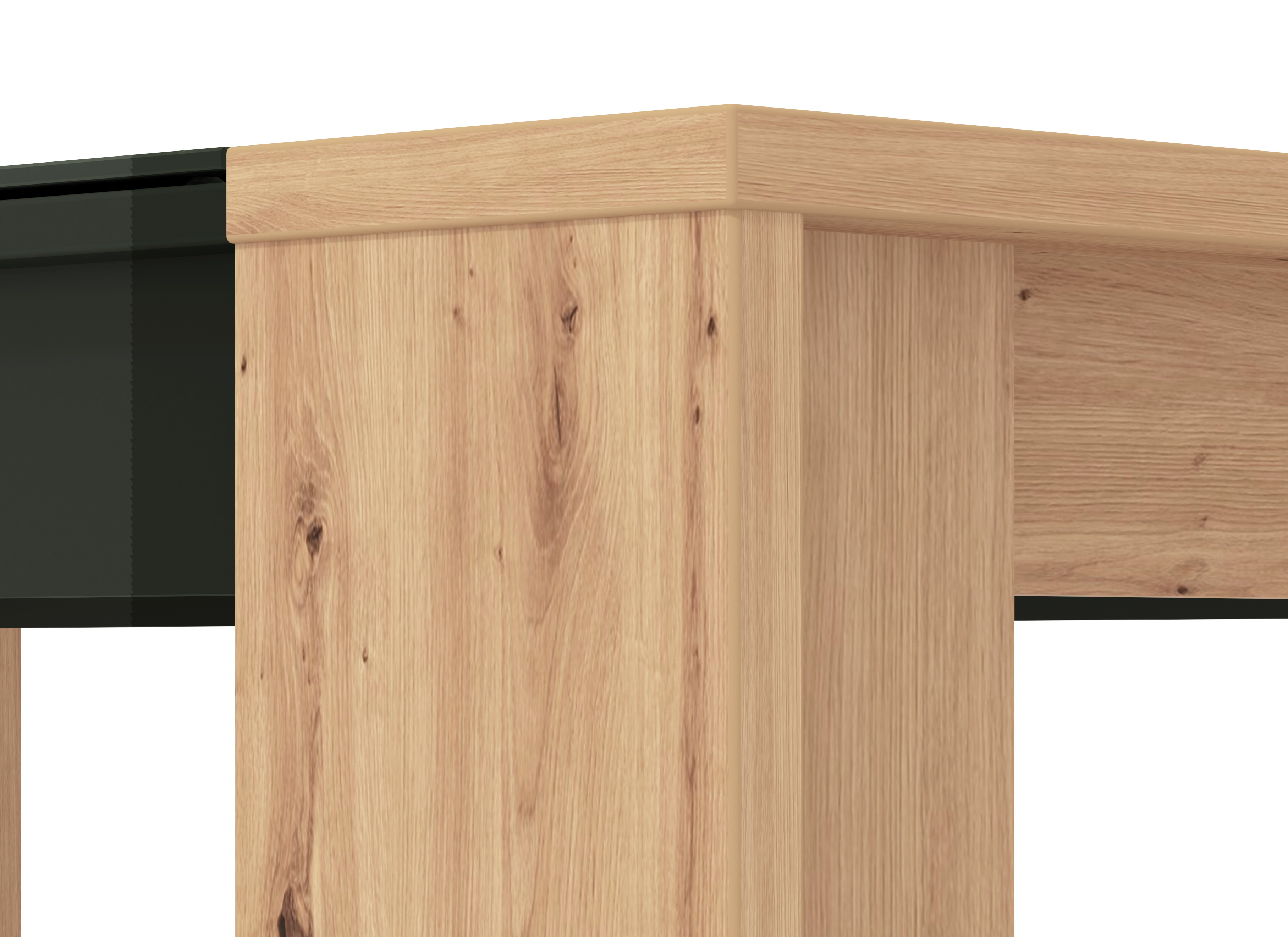 Mesa para Comedor Bicolor (Negro Brillante y Madera) Estructura de Madera Industrial