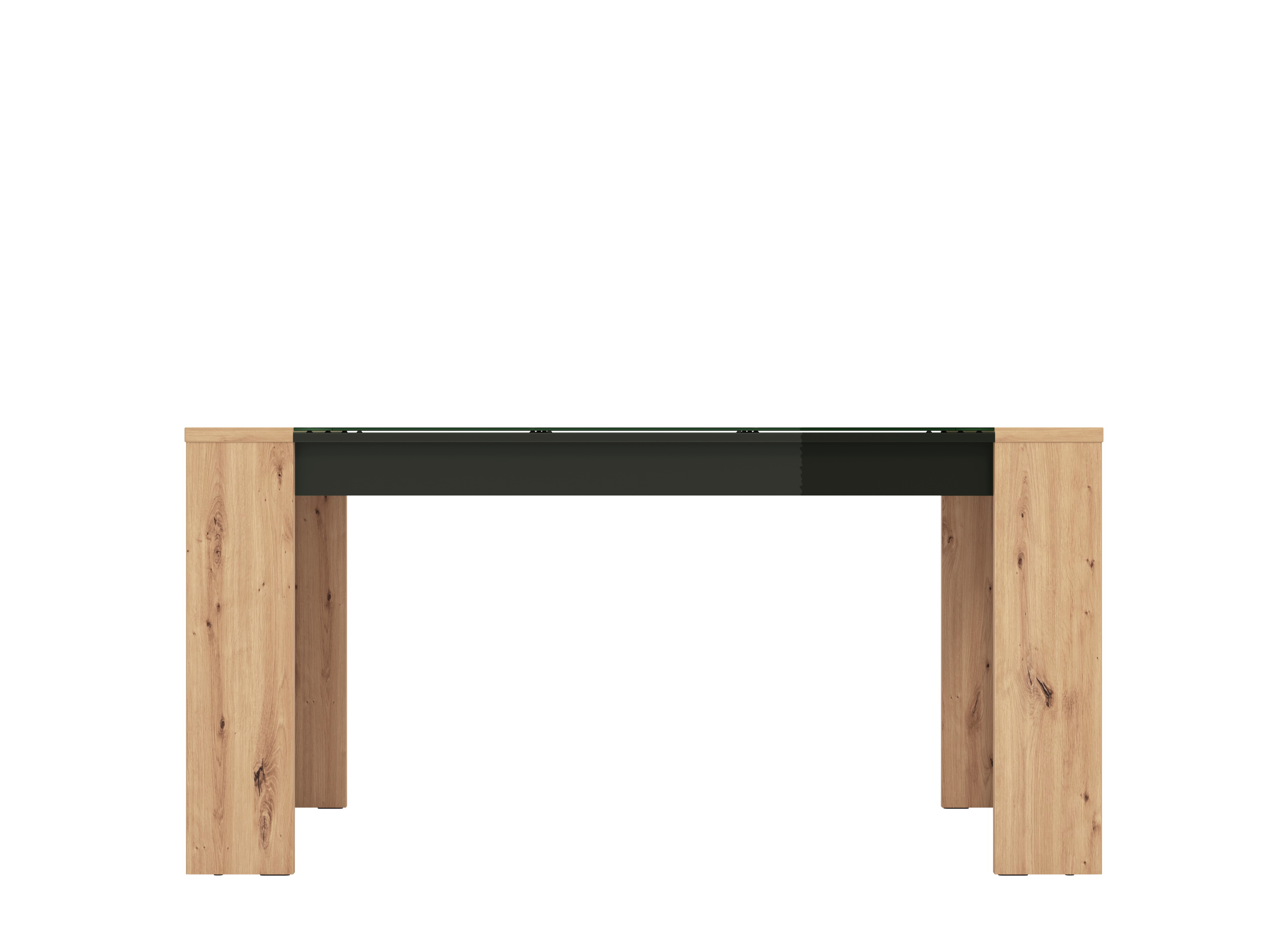Mesa para Comedor Bicolor (Negro Brillante y Madera) Estructura de Madera Industrial