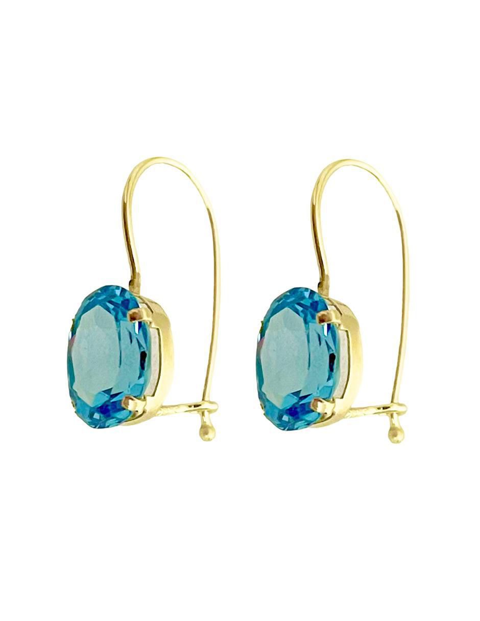 Aretes de Aguamarina en Oro de 10k - Mancini Joyas