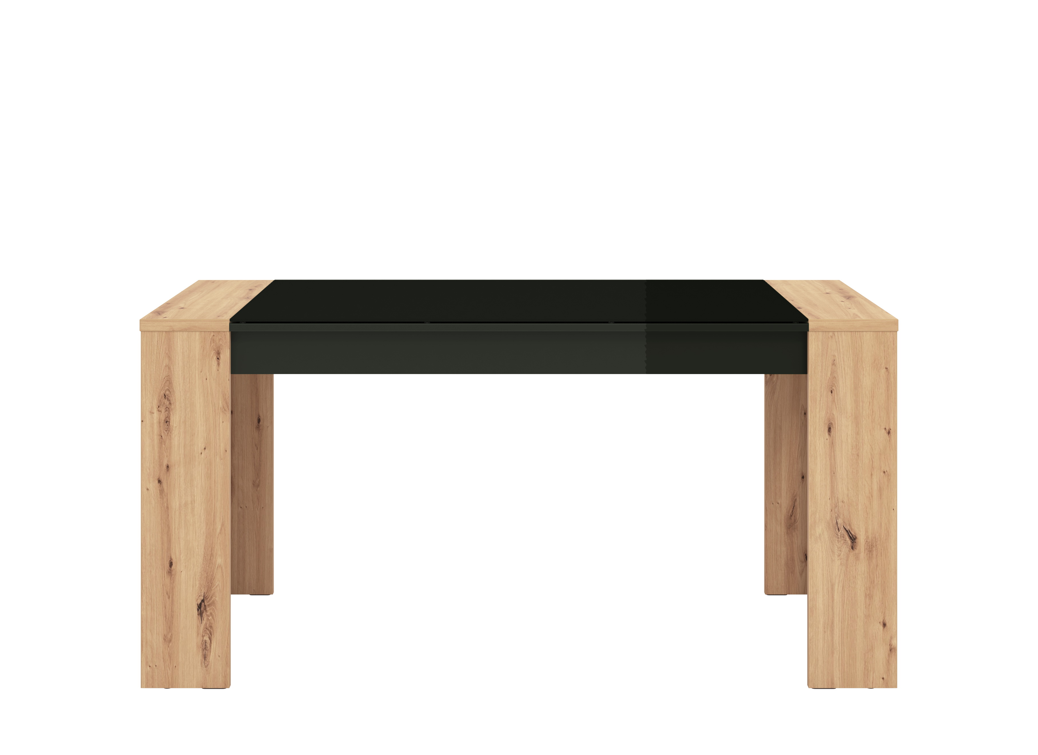 Mesa para Comedor Bicolor (Negro Brillante y Madera) Estructura de Madera Industrial