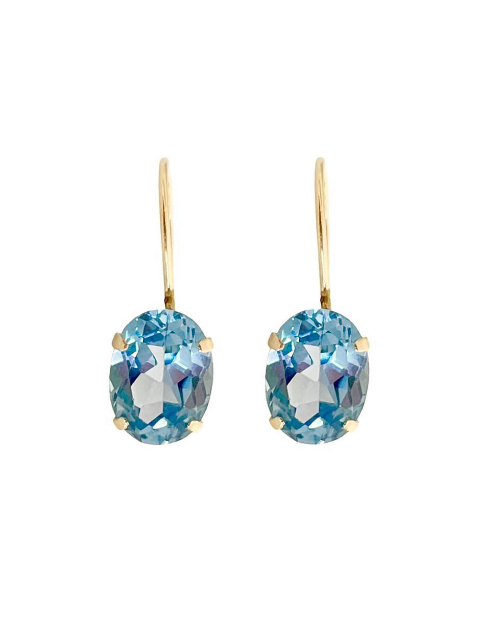 Aretes de Aguamarina en Oro de 10k - Mancini Joyas