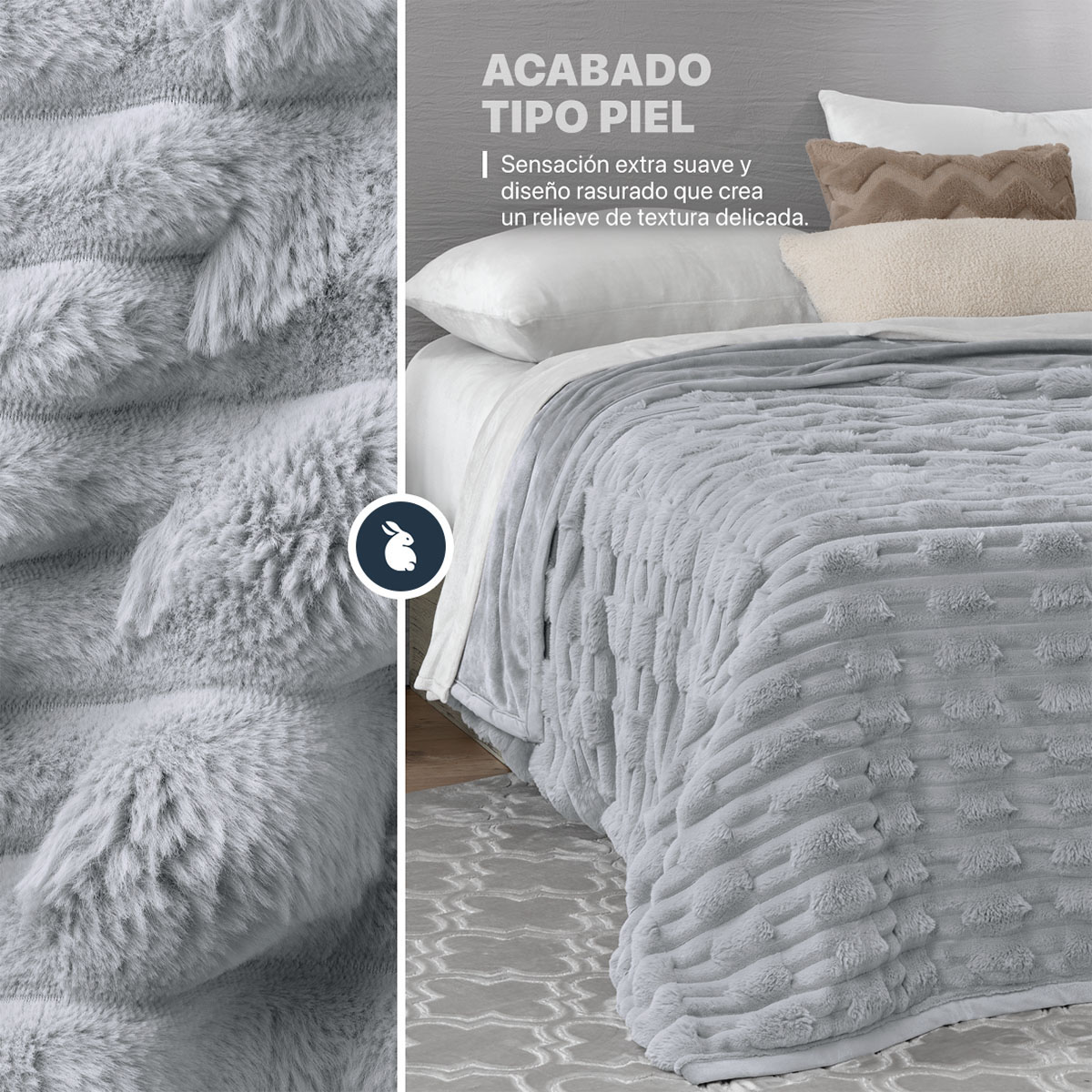 Cobertor Matrimonial para Invierno de Tipo Piel Ultra Suave y Cálido Cobija Invernal Colcha para Clima Frío (Gris) Esquimal