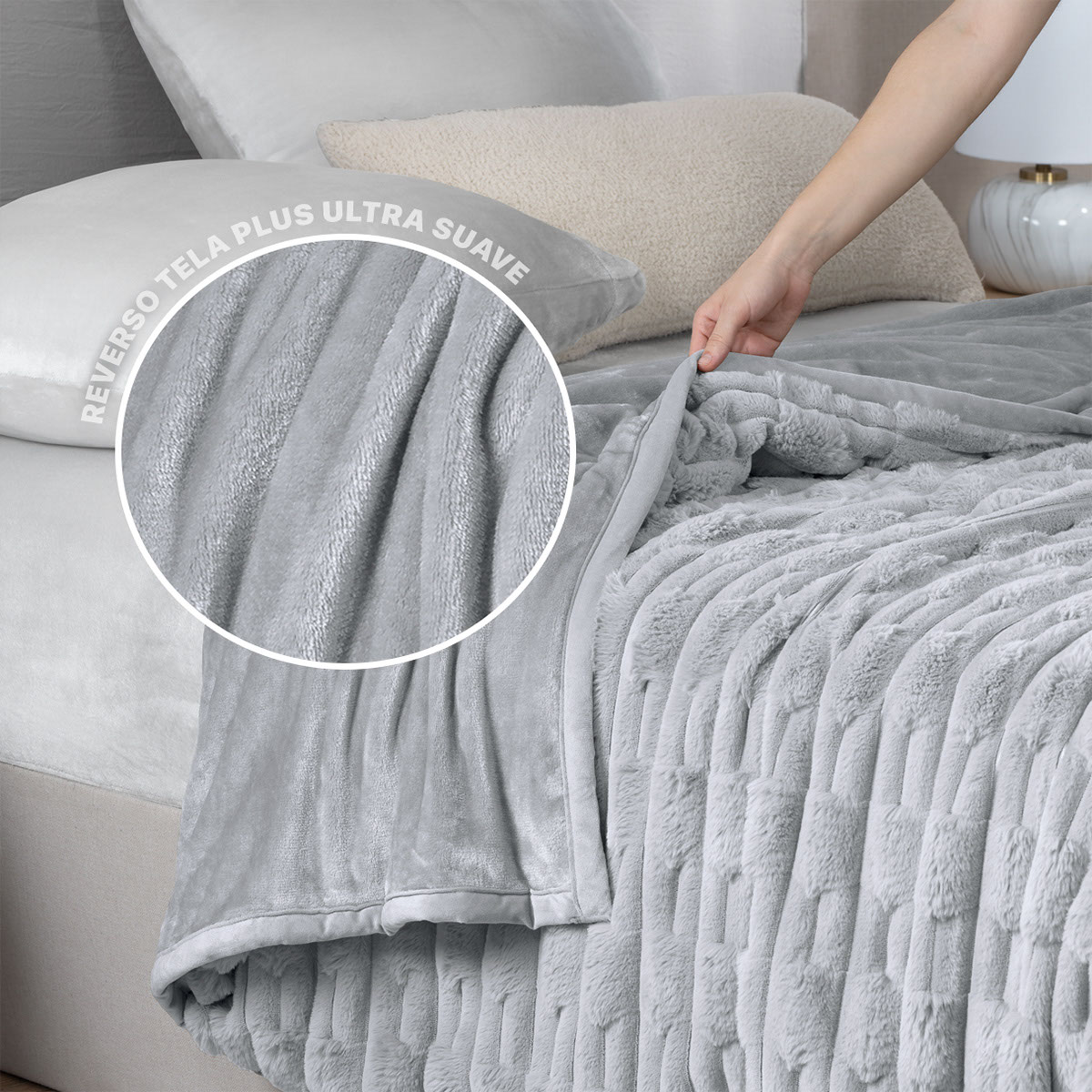 Cobertor Matrimonial para Invierno de Tipo Piel Ultra Suave y Cálido Cobija Invernal Colcha para Clima Frío (Gris) Esquimal
