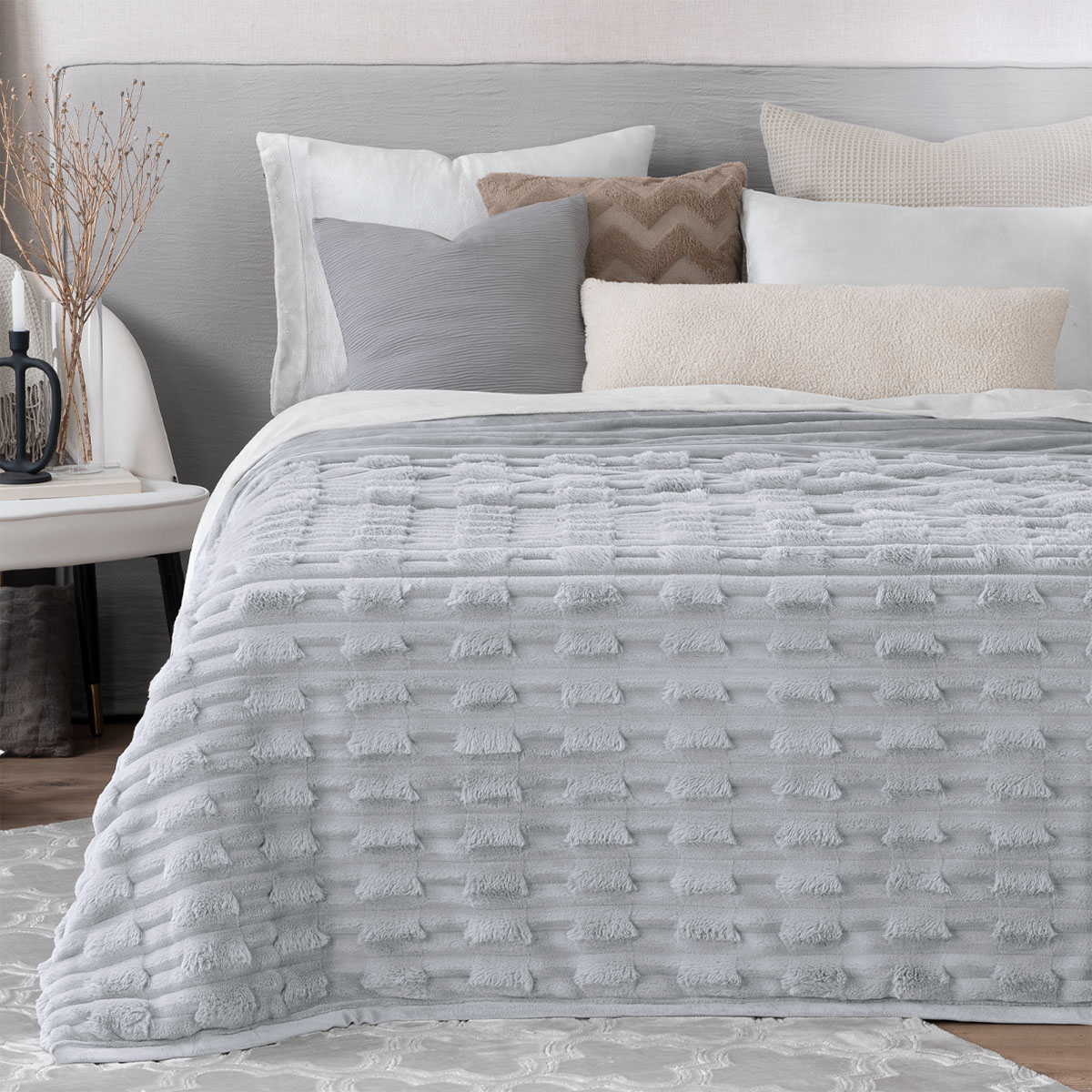Cobertor Matrimonial para Invierno de Tipo Piel Ultra Suave y Cálido Cobija Invernal Colcha para Clima Frío (Gris) Esquimal