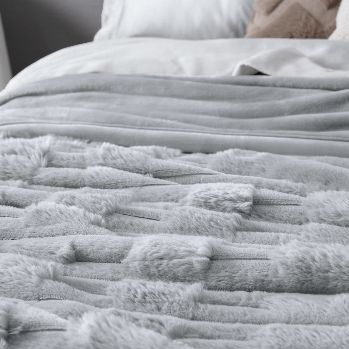 Cobertor Matrimonial para Invierno de Tipo Piel Ultra Suave y Cálido Cobija Invernal Colcha para Clima Frío (Gris) Esquimal