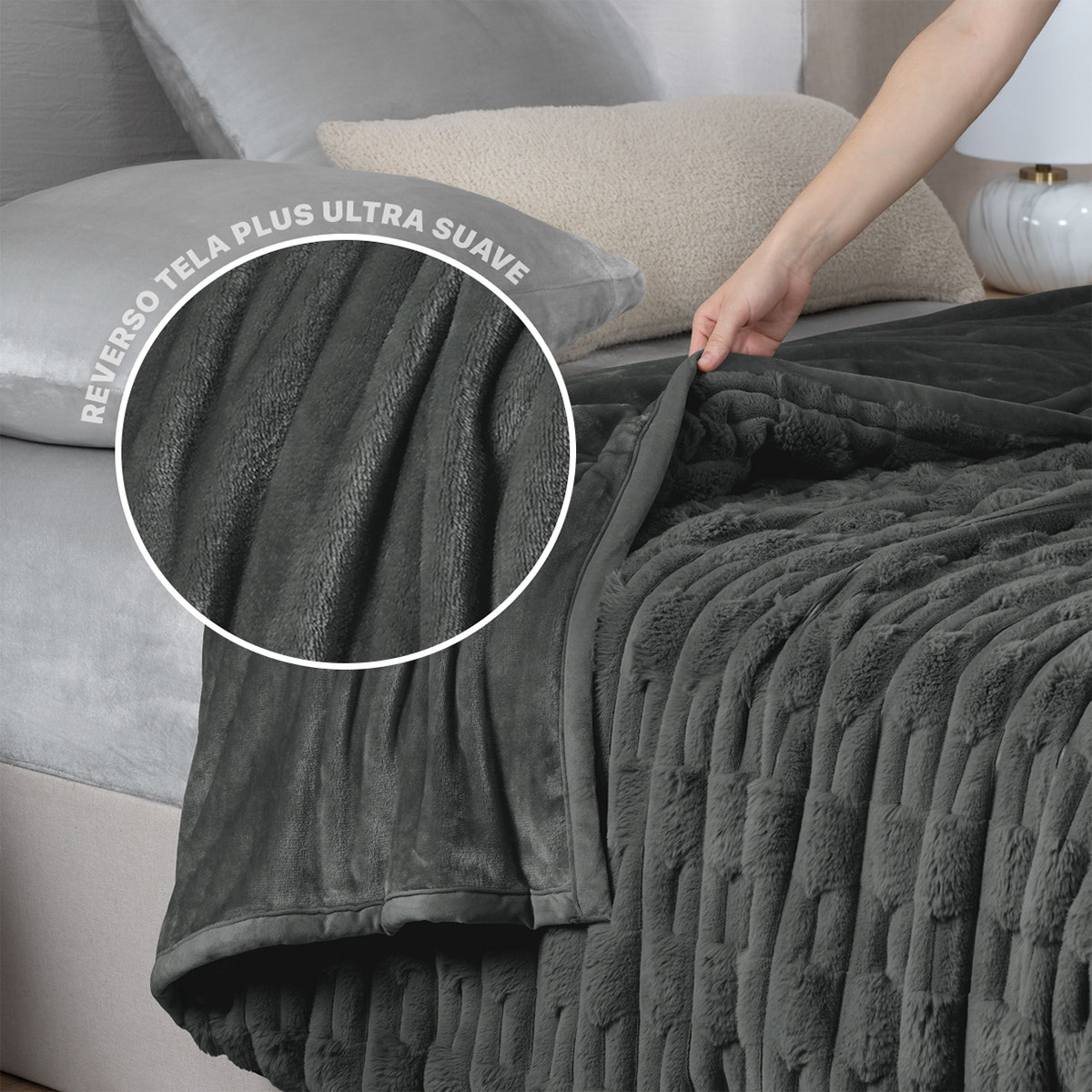Cobertor Matrimonial para Invierno de Tipo Piel Ultra Suave y Cálido Cobija Invernal Colcha para Clima Frío (Negro) Esquimal