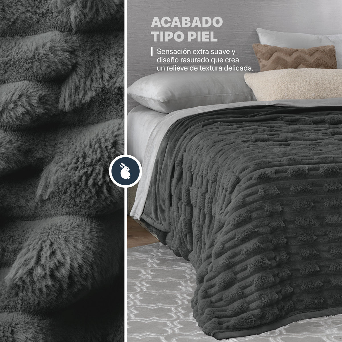 Cobertor Matrimonial para Invierno de Tipo Piel Ultra Suave y Cálido Cobija Invernal Colcha para Clima Frío (Negro) Esquimal