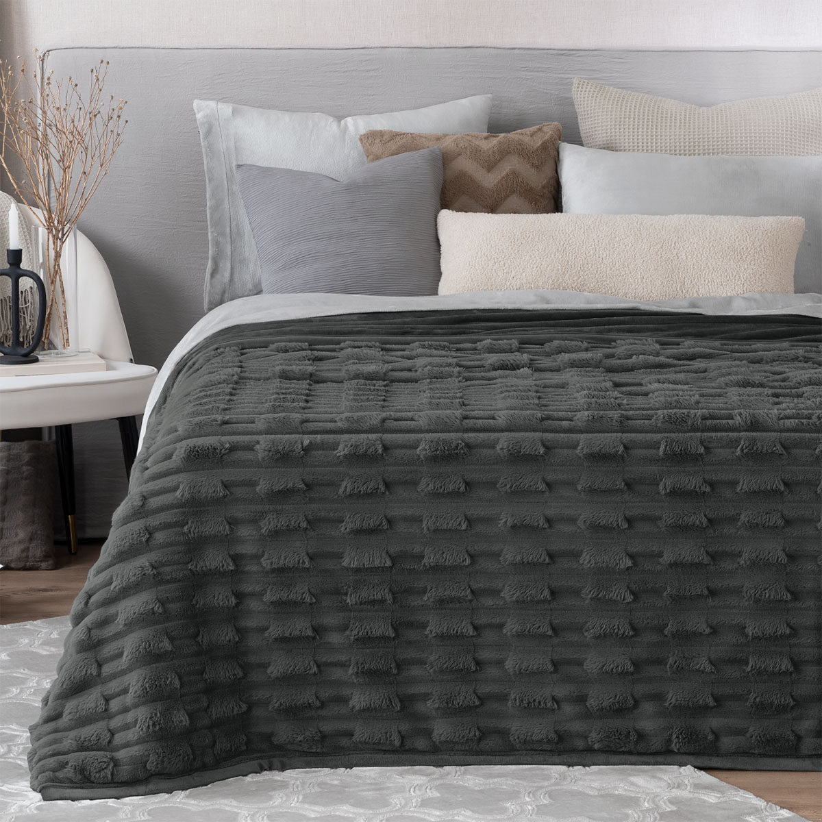Cobertor Matrimonial para Invierno de Tipo Piel Ultra Suave y Cálido Cobija Invernal Colcha para Clima Frío (Negro) Esquimal