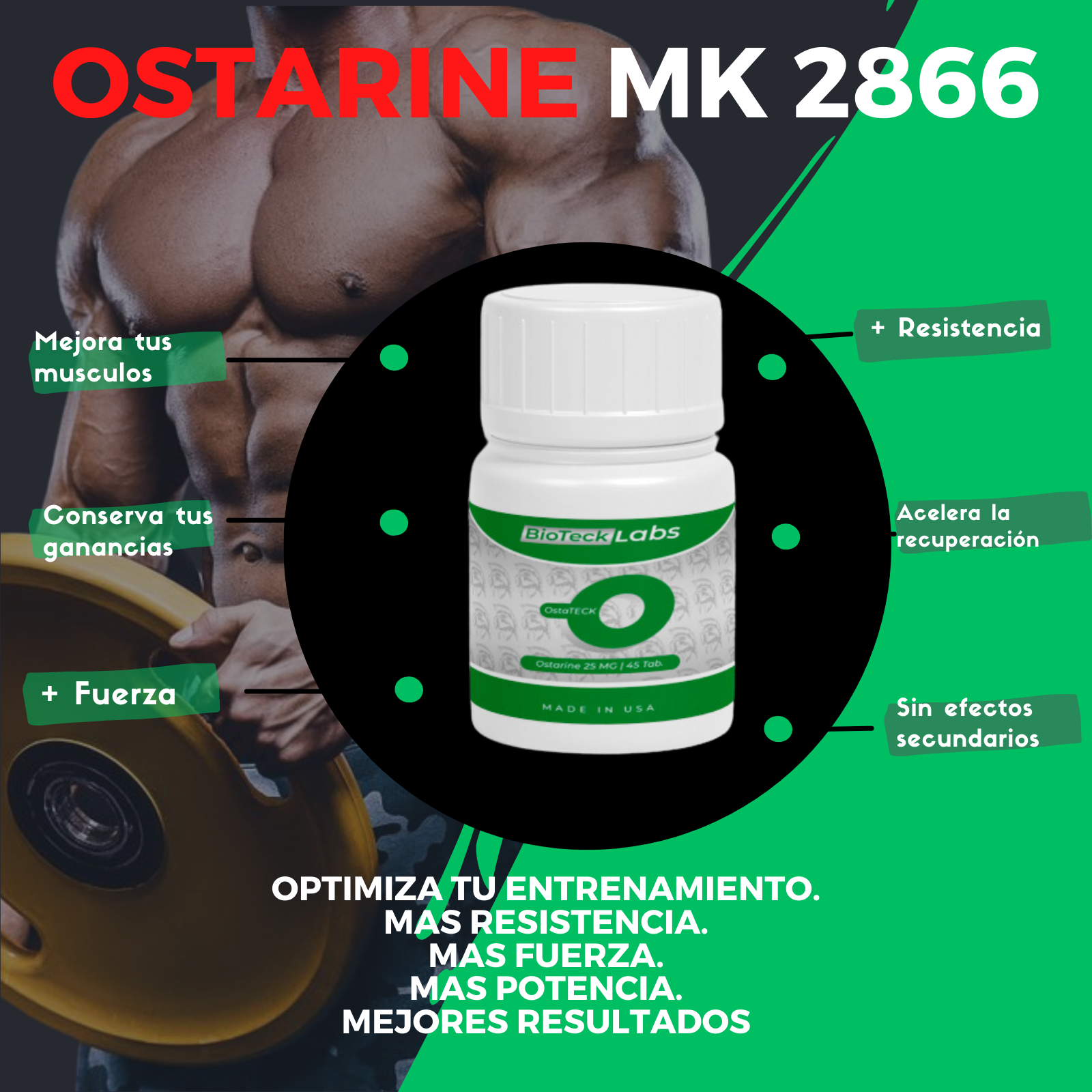 BIOTECKPHARMA| SARMS Ostarine 25 mg 45 tabletas, Peptidos para el entrenamiento.