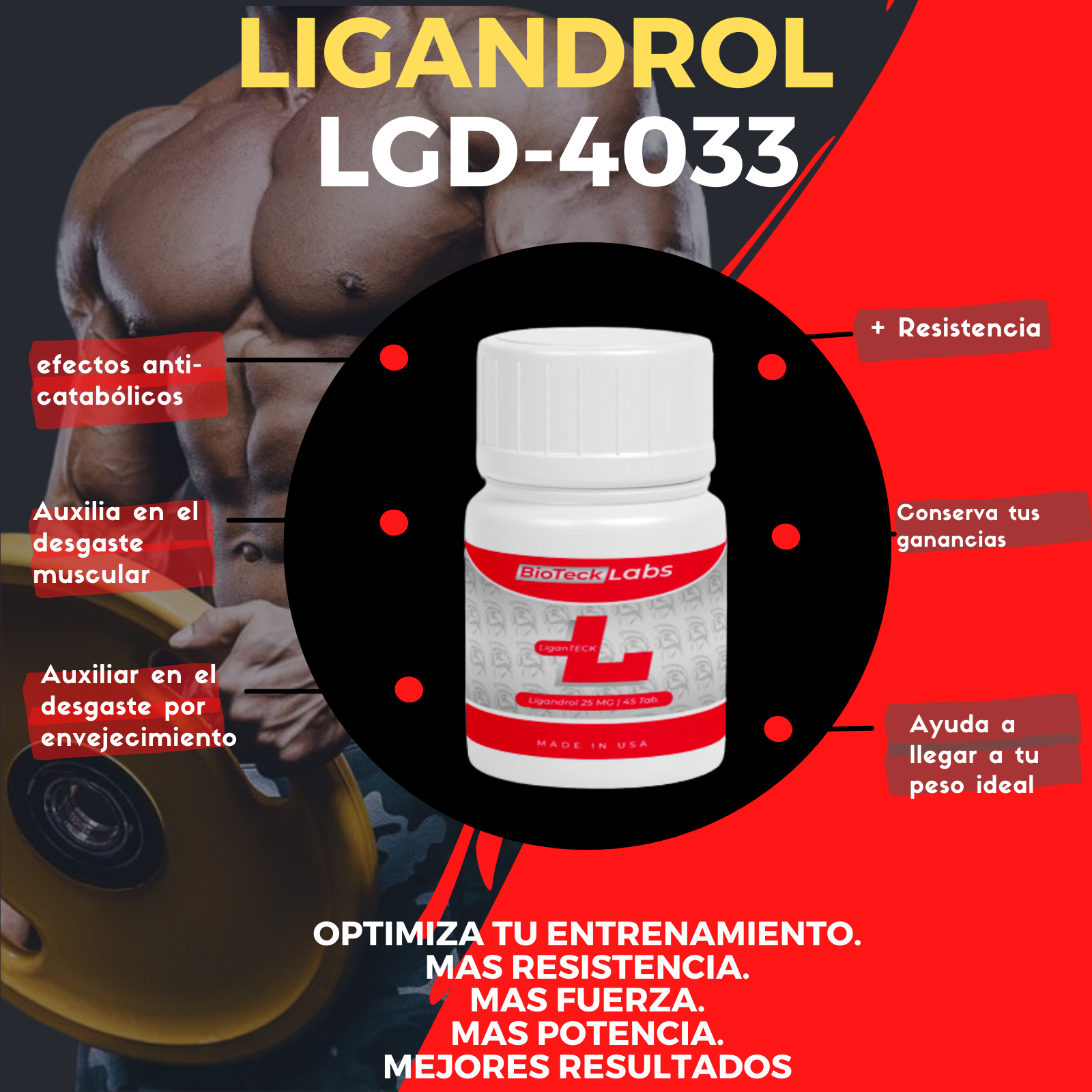 BIOTECKPHARMA| SARMS Ligandrol 25 mg 45 tabletas, Peptidos para el entrenamiento.