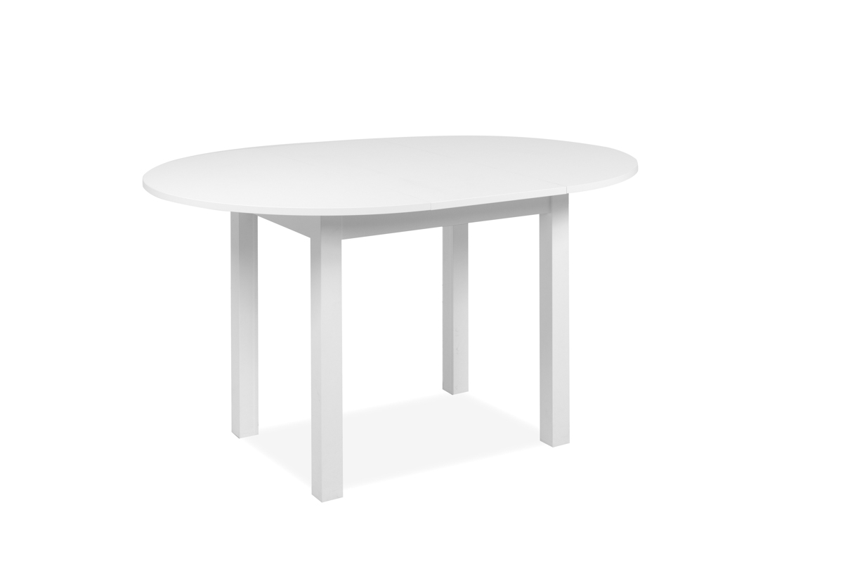 Mesa de Comedor Redonda Extensible Blanca Estructura de Madera Industrial