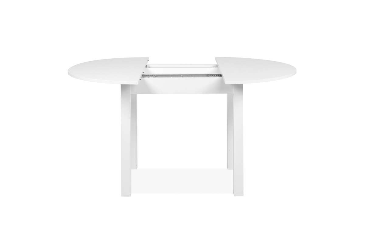 Mesa de Comedor Redonda Extensible Blanca Estructura de Madera Industrial