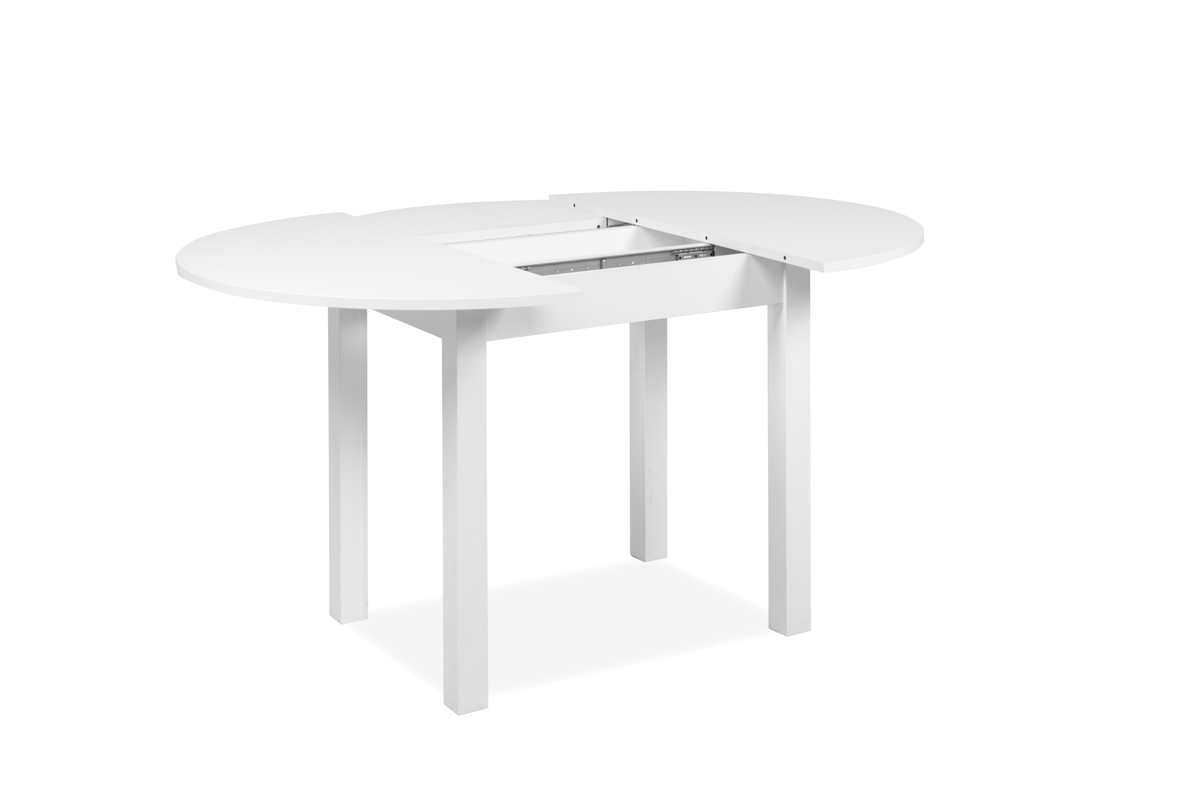 Mesa de Comedor Redonda Extensible Blanca Estructura de Madera Industrial