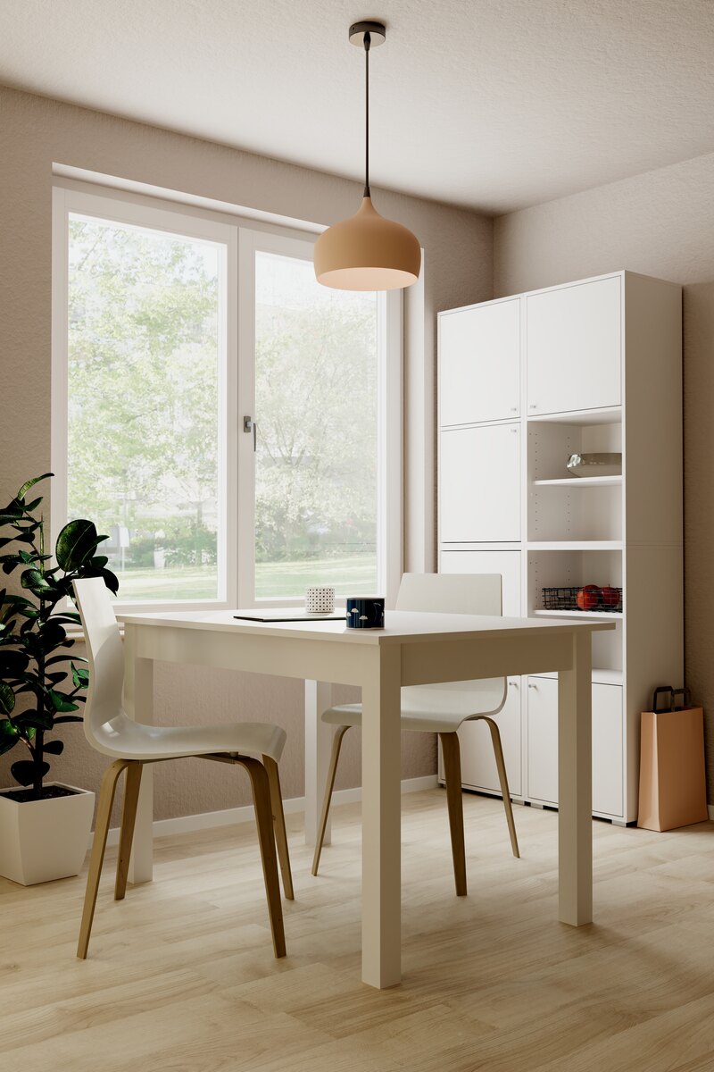 Aparador de Cocina Blanco con 1 Puerta y 1 Entrepaño Estructura de Madera Industrial