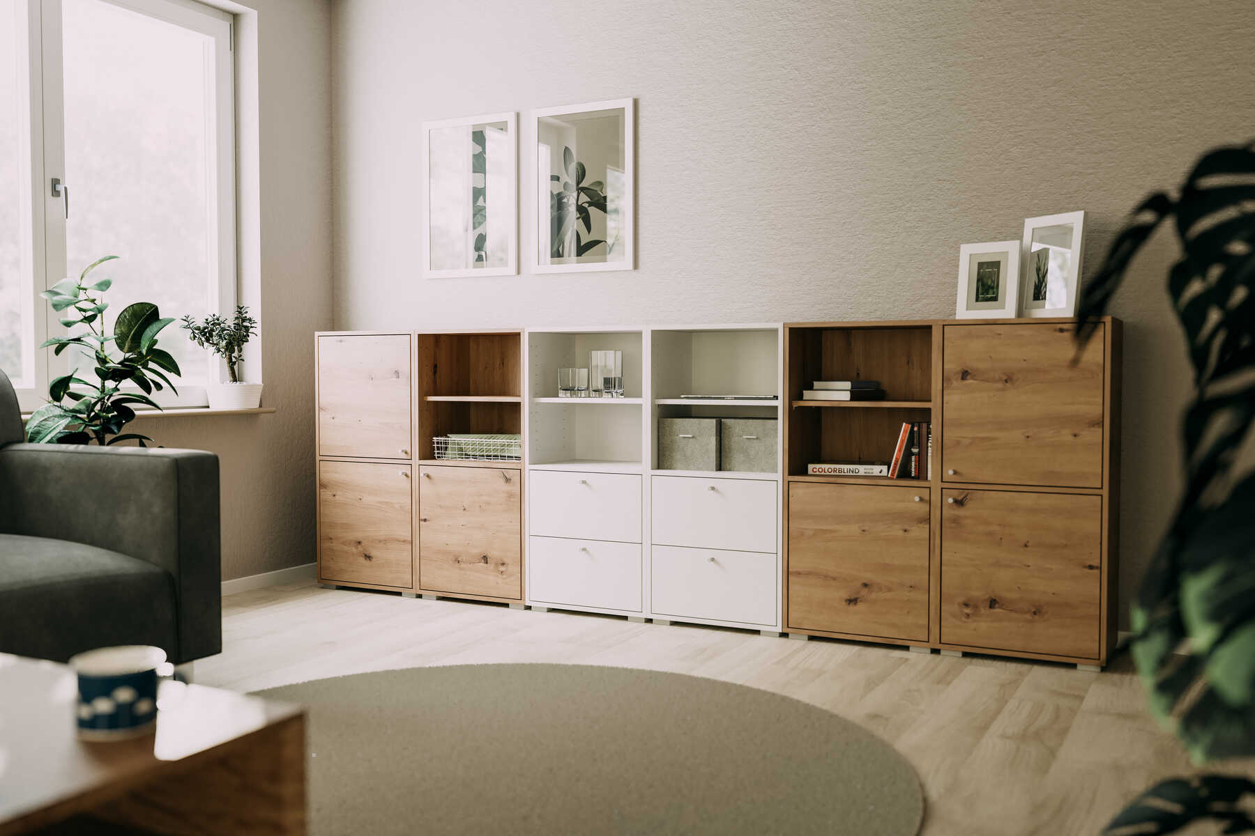 Aparador de Cocina Blanco con 1 Puerta y 1 Entrepaño Estructura de Madera Industrial