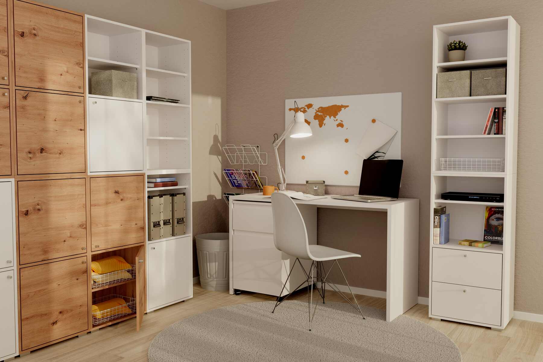 Aparador de Cocina Blanco con 1 Puerta y 1 Entrepaño Estructura de Madera Industrial